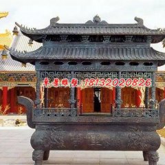 佛光普照銅雕香爐，寺廟香爐雕塑