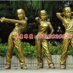公園人物銅雕，三個女人跳舞銅雕