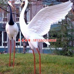 玻璃鋼動物雕塑，公園丹頂鶴雕塑
