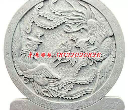 漢白玉神獸浮雕，鳳凰石浮雕