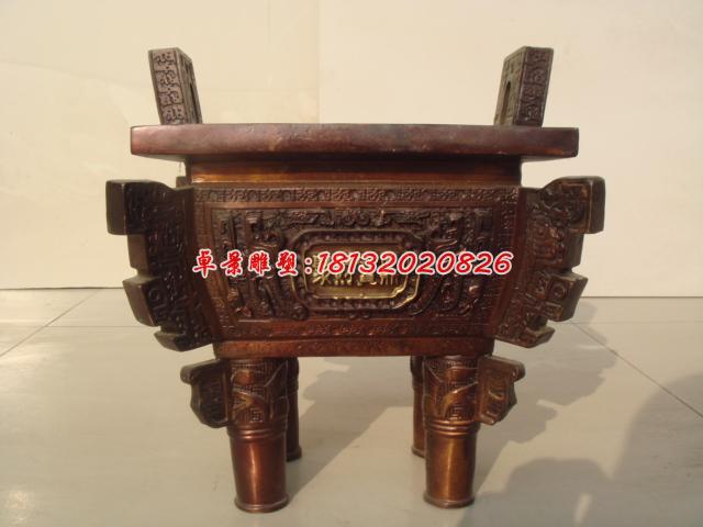聚財(cái)寶鼎雕塑，企業(yè)鼎銅雕