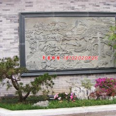墻上石浮雕，松鶴延年石浮雕