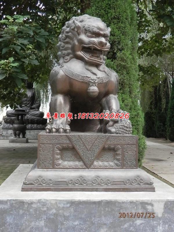 銅雕北京獅，看門獅子雕塑 (1)