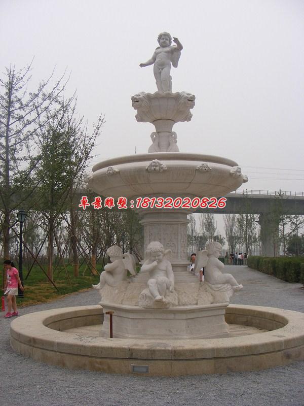 西方小孩石噴泉，歐式噴泉石雕