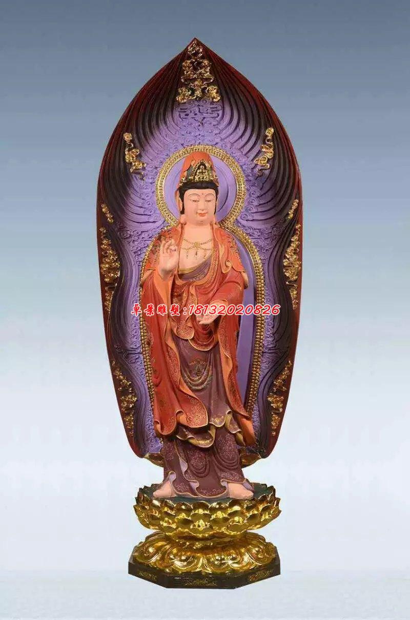 彩繪佛像雕塑，銅雕東方三圣 (1)