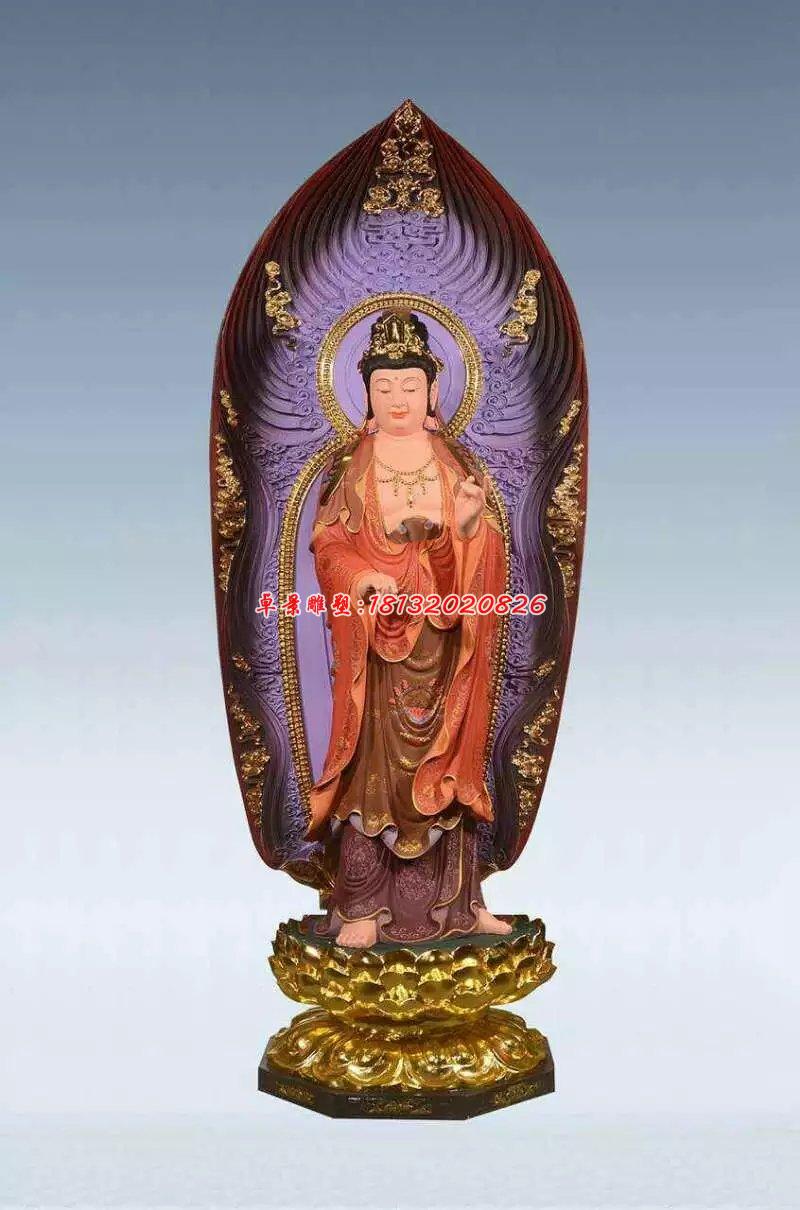彩繪佛像雕塑，銅雕東方三圣 (3)
