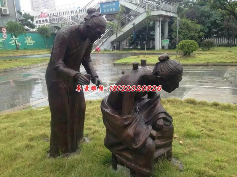 拔罐人物銅雕，公園人物雕塑