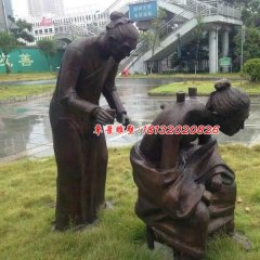 拔罐人物銅雕，公園人物雕塑
