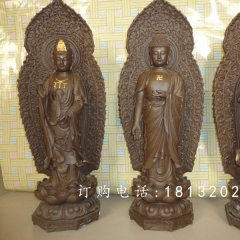 東方三圣銅雕，鑄銅東方三圣雕塑，西方三圣銅雕