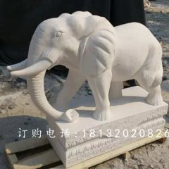 大象石雕，漢白玉大象雕塑，石雕大象