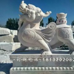 貔貅石雕，漢白玉貔貅雕塑，神獸石雕