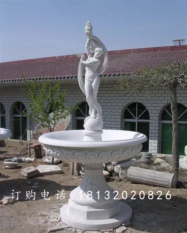西方人物石噴泉，漢白玉人物石噴泉