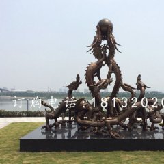 九龍戲珠銅雕，九龍銅雕，廣場(chǎng)龍雕塑
