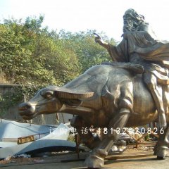 老子騎牛雕塑，古代人物騎牛雕塑