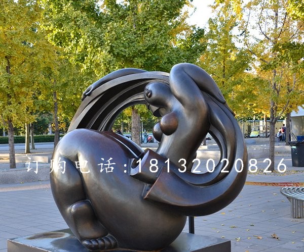 抽象女人銅雕，公園抽象人物銅雕