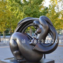 抽象女人銅雕，公園抽象人物銅雕