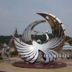 鳳凰山鳳凰雕塑，不銹鋼抽象鳳凰雕塑