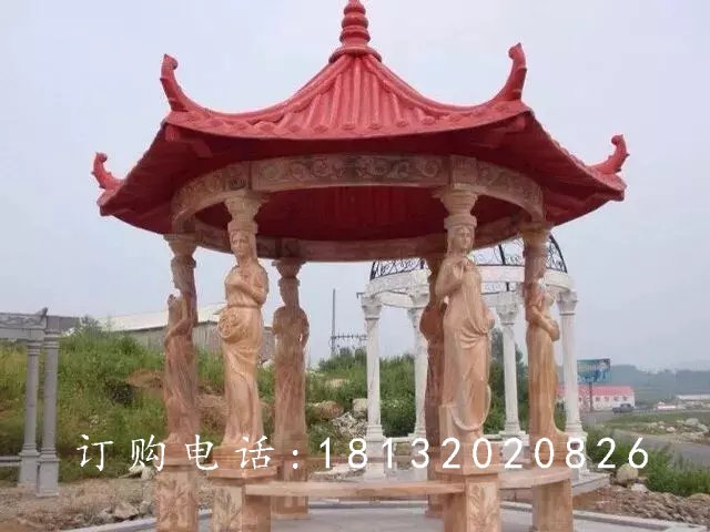 石雕涼亭，公園景觀雕塑 (7)