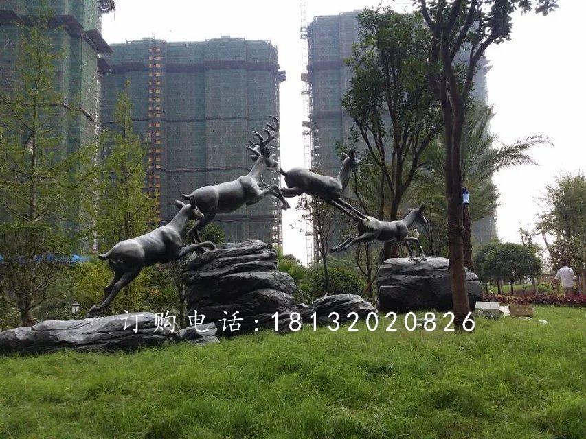 梅花鹿銅雕，跑著的梅花鹿銅雕 (1)