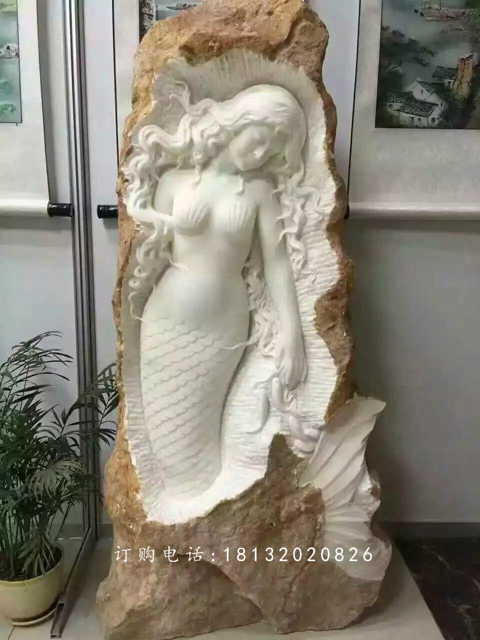 美人魚石雕，人物石雕 (2)