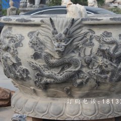 石頭花盆，石雕花盆雕塑