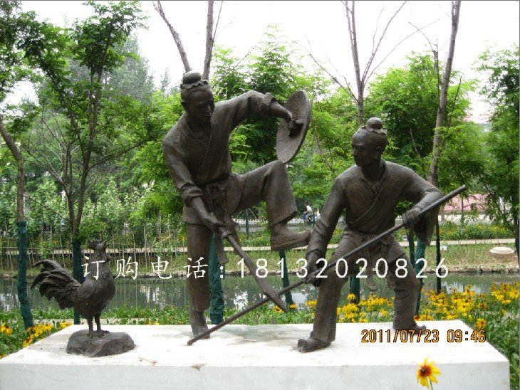 比武銅雕，古代人物銅雕