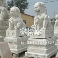 看門獅子雕塑，漢白玉石雕獅子