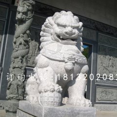 漢白玉石獅子雕塑，石獅子雕塑
