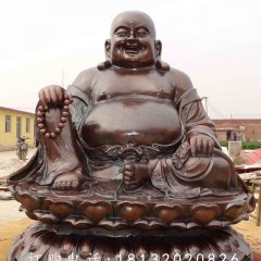 大肚彌勒佛銅雕，紫銅佛像雕塑