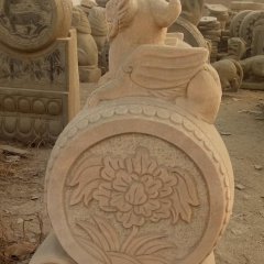 門墩石雕，晚霞紅抱鼓石
