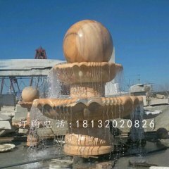 風(fēng)水球噴泉石雕，晚霞紅噴水球