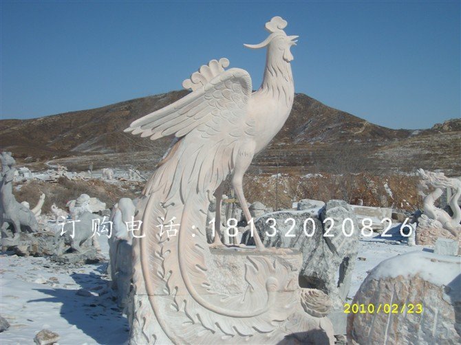 鳳凰石雕，晚霞紅動物石雕 (1)