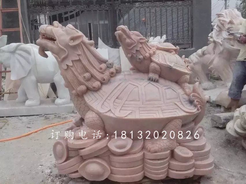 母子龍龜石雕，招財(cái)動(dòng)物石雕