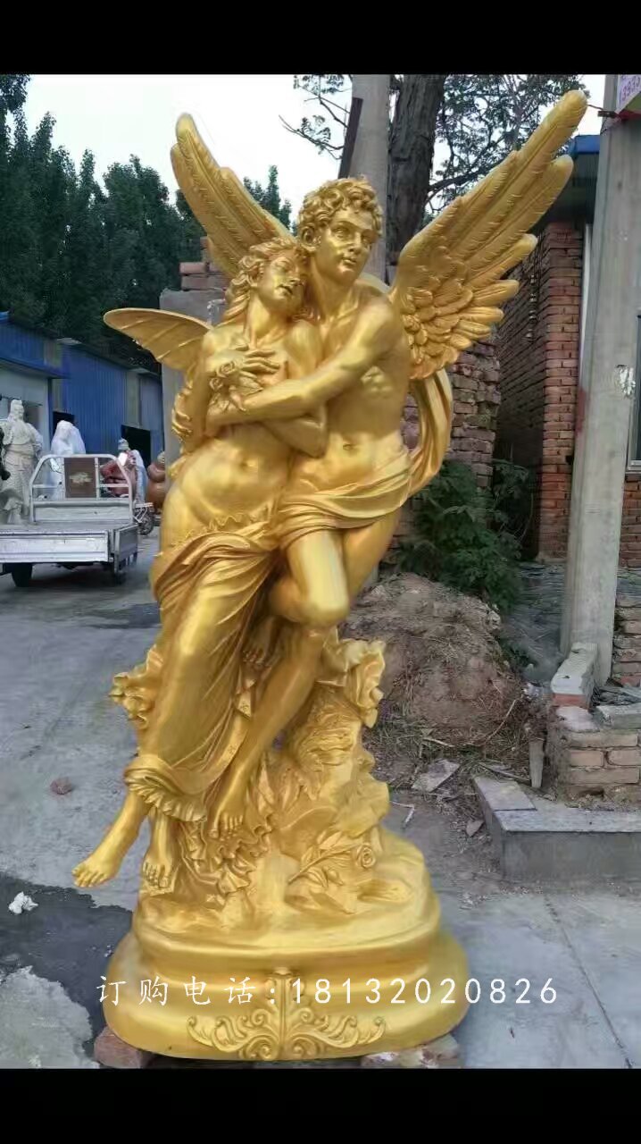 玻璃鋼愛神雕塑，西方情侶雕塑 (3)