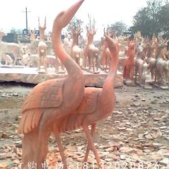 丹頂鶴雕塑，晚霞紅仙鶴動物石雕
