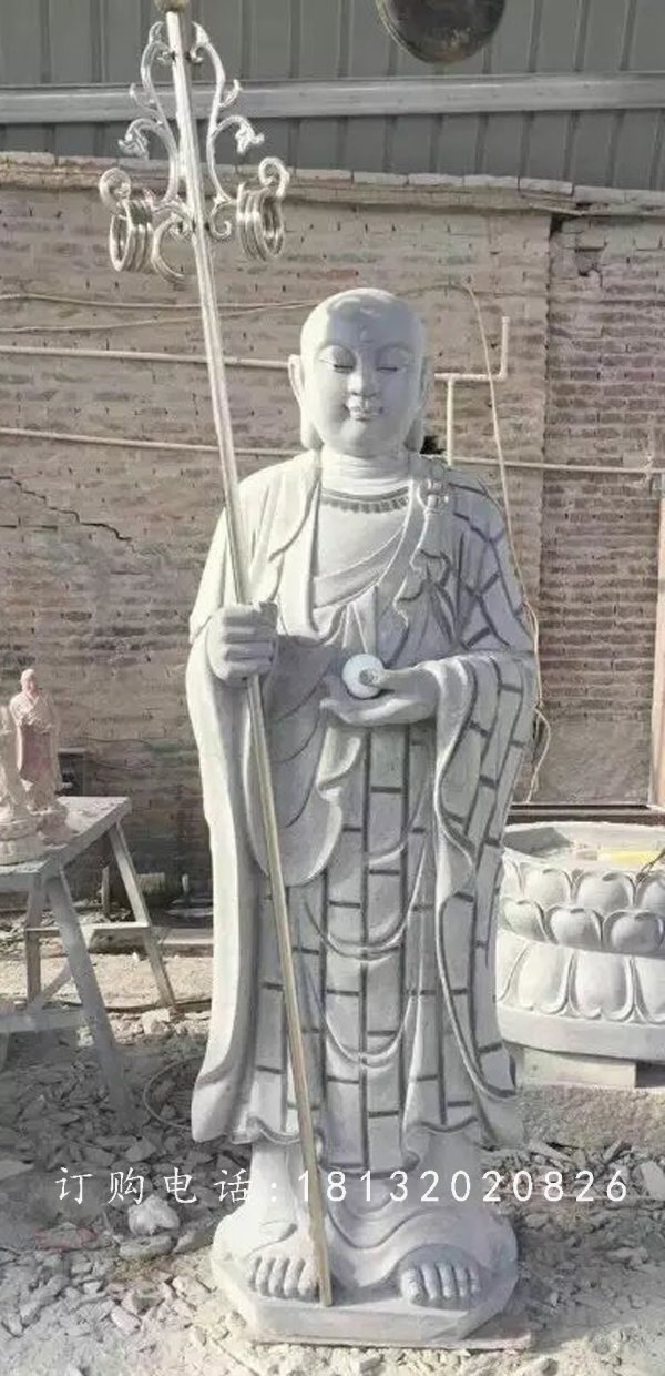 地藏王菩薩石雕，立式佛像雕塑 (2)