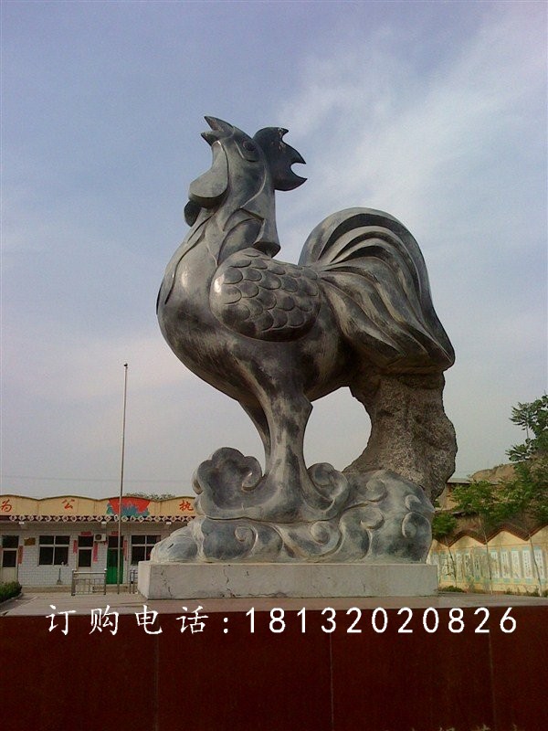 仿古公雞石雕，公園動(dòng)物石雕