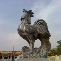 仿古公雞石雕，公園動(dòng)物石雕