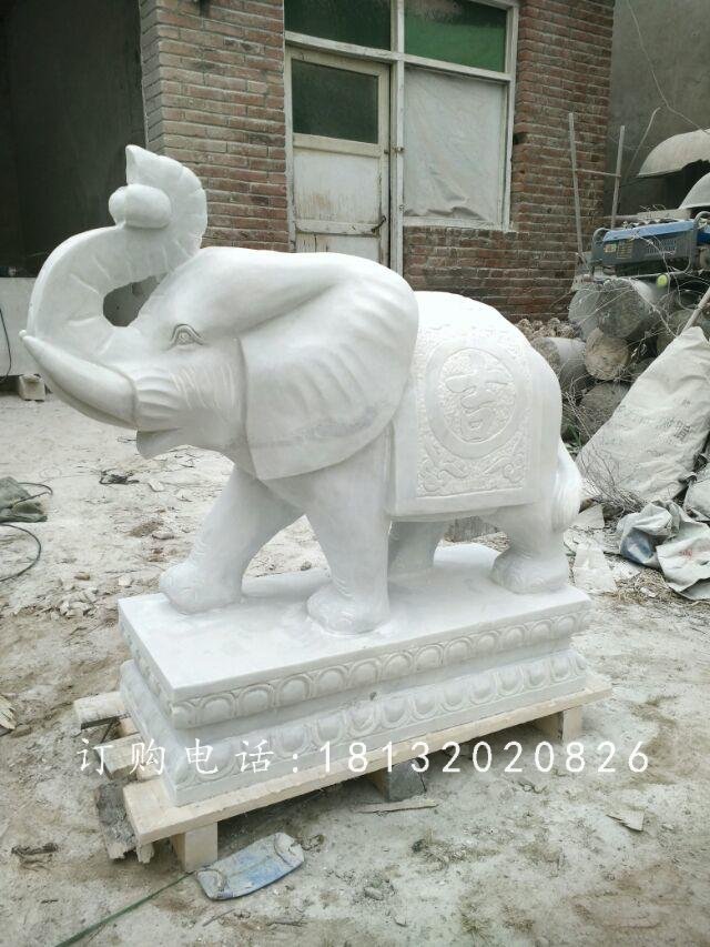 漢白玉大象石雕，招財(cái)動(dòng)物雕塑 (4)