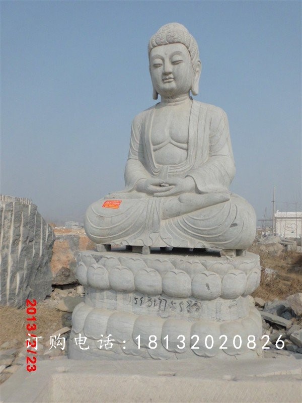 大理石如來佛雕塑，坐式佛像石雕