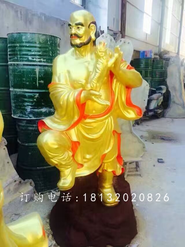 十八羅漢雕塑，玻璃鋼貼金羅漢 (2)