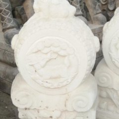 漢白玉門墩，抱鼓石雕塑