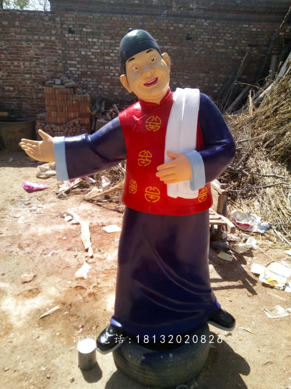 店小二雕塑，玻璃鋼人物雕塑 (2)