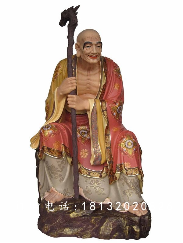 坐式佛像雕塑，玻璃鋼十八羅漢 (7)