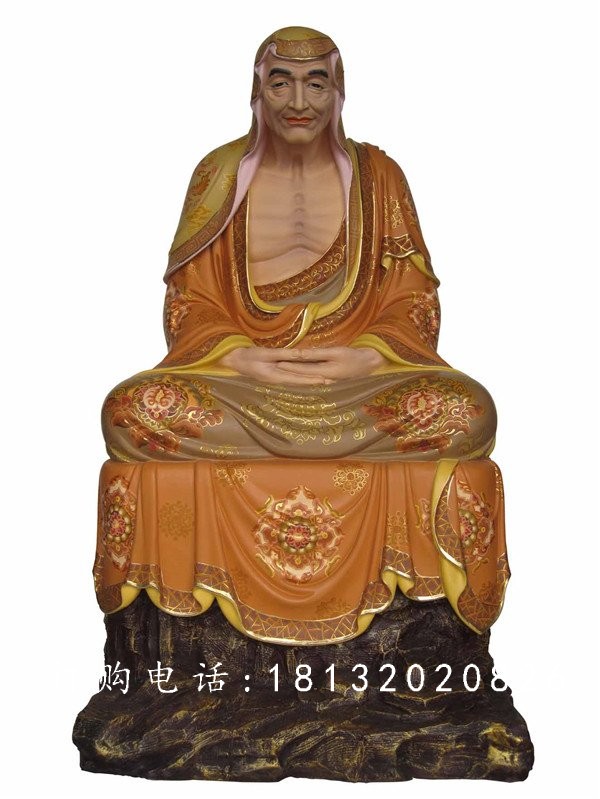 坐式佛像雕塑，玻璃鋼十八羅漢 (8)