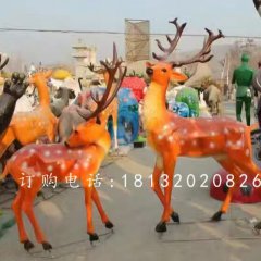 玻璃鋼梅花鹿，公園仿真動(dòng)物雕塑