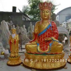 地藏王菩薩銅雕，彩繪佛像銅雕