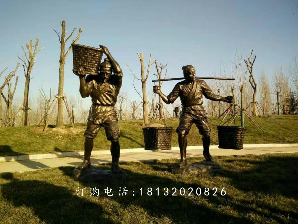 做農(nóng)活人物銅雕，公園人物雕塑 (3)