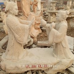 孔融讓梨石雕，公園小品石雕