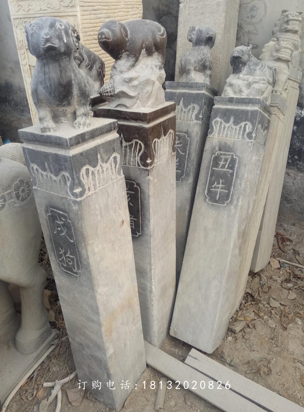 青石拴馬柱雕塑，仿古拴馬柱 (2)